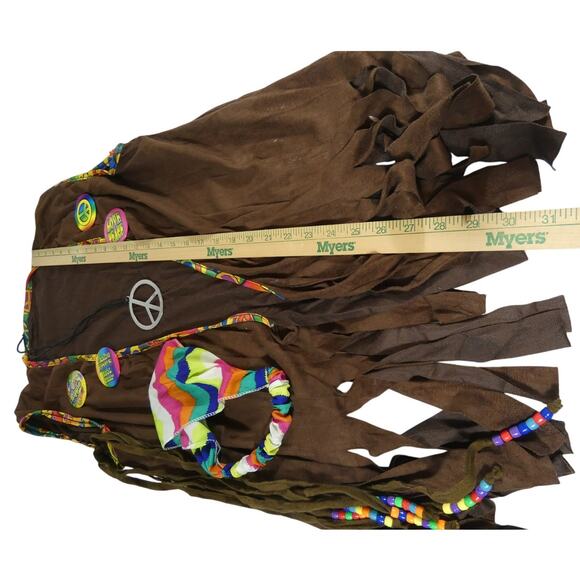 Hippie Adult Halloween Male Vest Necklace Headband Packaged Spirit - Picture 3 of 4